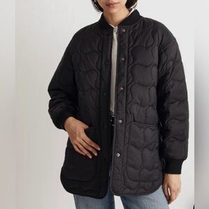 Madewell sz S Black Quilted Oversized Bomber Jacket Women’s like new condition